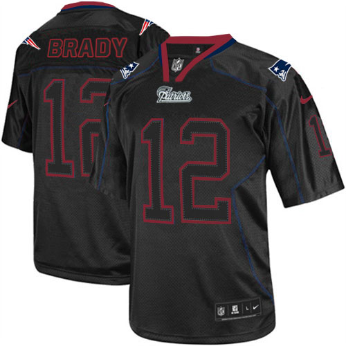 Men's Elite Tom Brady Nike Jersey Lights Out Black - #12 NFL New England Patriots